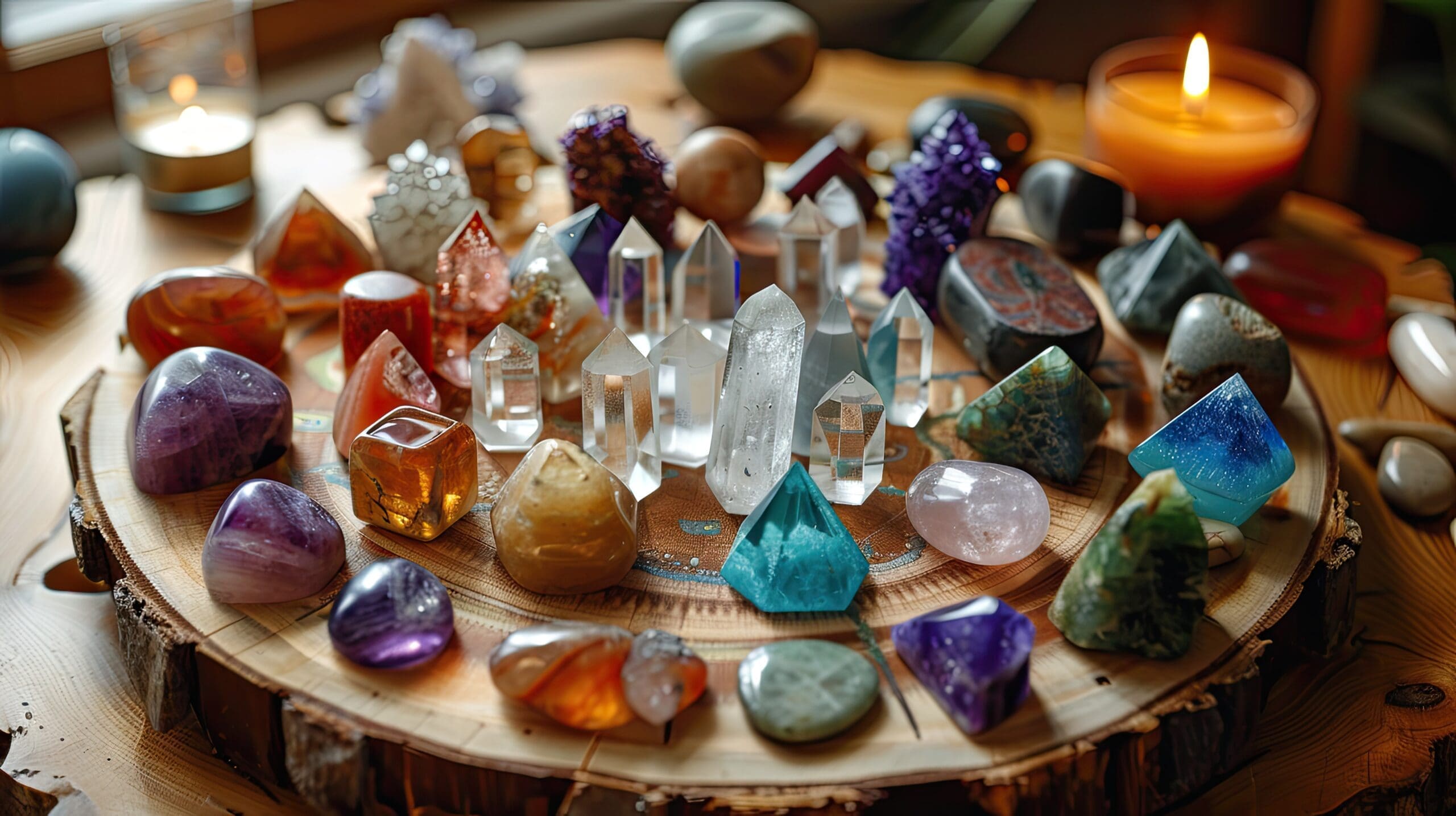 Minerals, Crystals, Semi precious Gemstones, Magic still life for Crystal Energy Healing,
